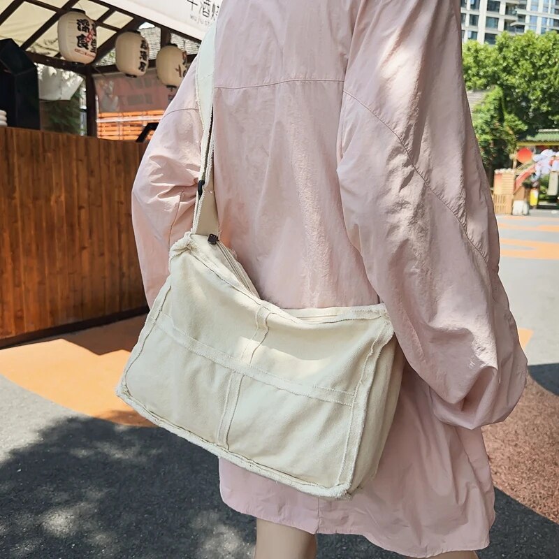 Grandi borse da donna in tela 2023 alla moda, casual, a tracolla, vintage, ecologiche, coreane, shopper, messenger bag Y2K_voghion.com