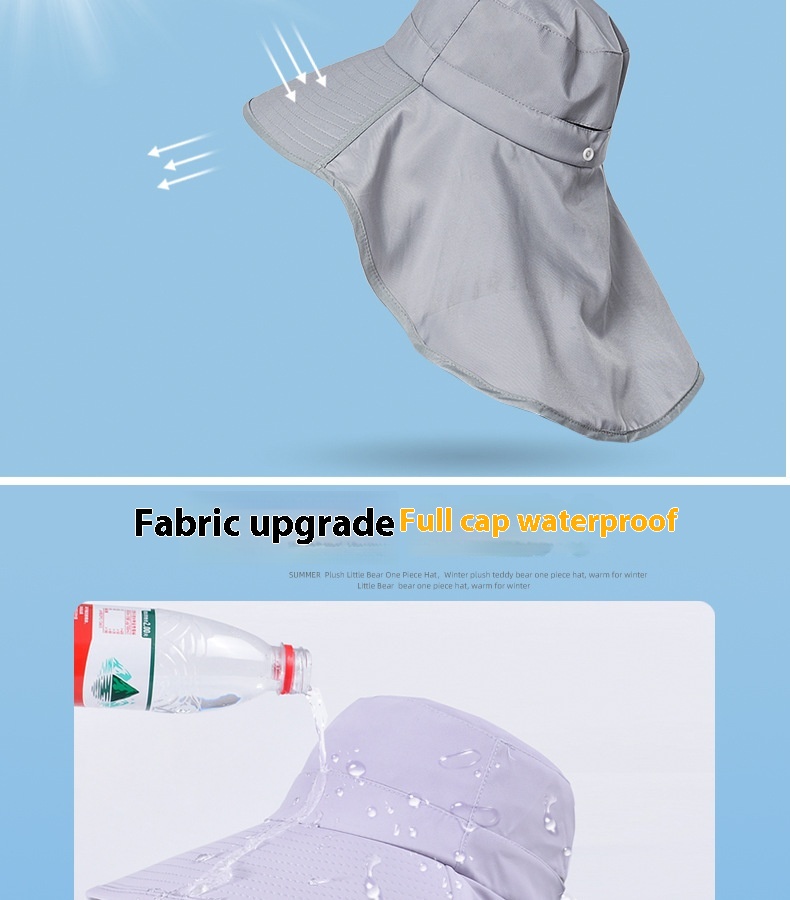 Cappello estivo da esterno con protezione solare e foro per coda di cavallo, versione coreana del cappello da pescatore a scialle a tesa larga alla moda per bambini_voghion.com