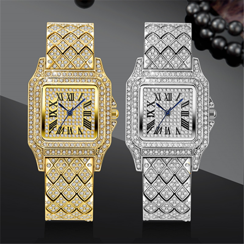 Instagram niche luxury style women's fashion alloy with hip-hop diamond inlay minimalist quartz watch_voghion.com