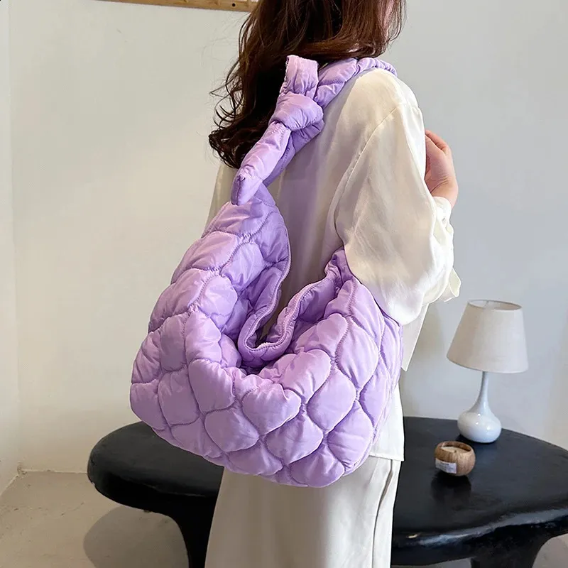 14barevná nylonová prošívaná taška s uzlovým ramenním popruhem, kabelka, velká kapacita, crossbody taška, dámské psaníčka 240823_voghion.com