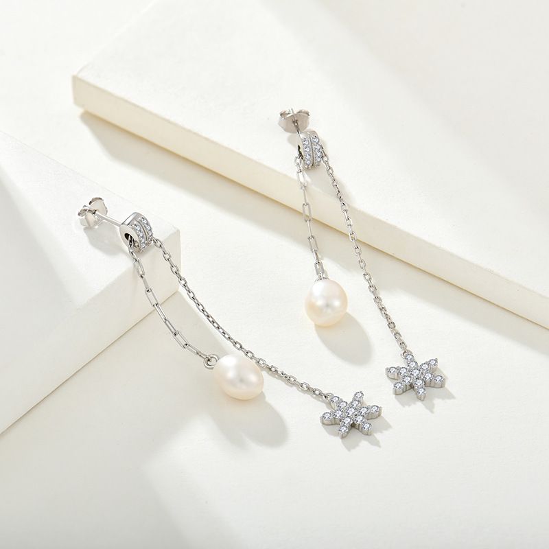 Sier sechszackigen Stern Zirkon Ohrringe Schmuck_voghion.com