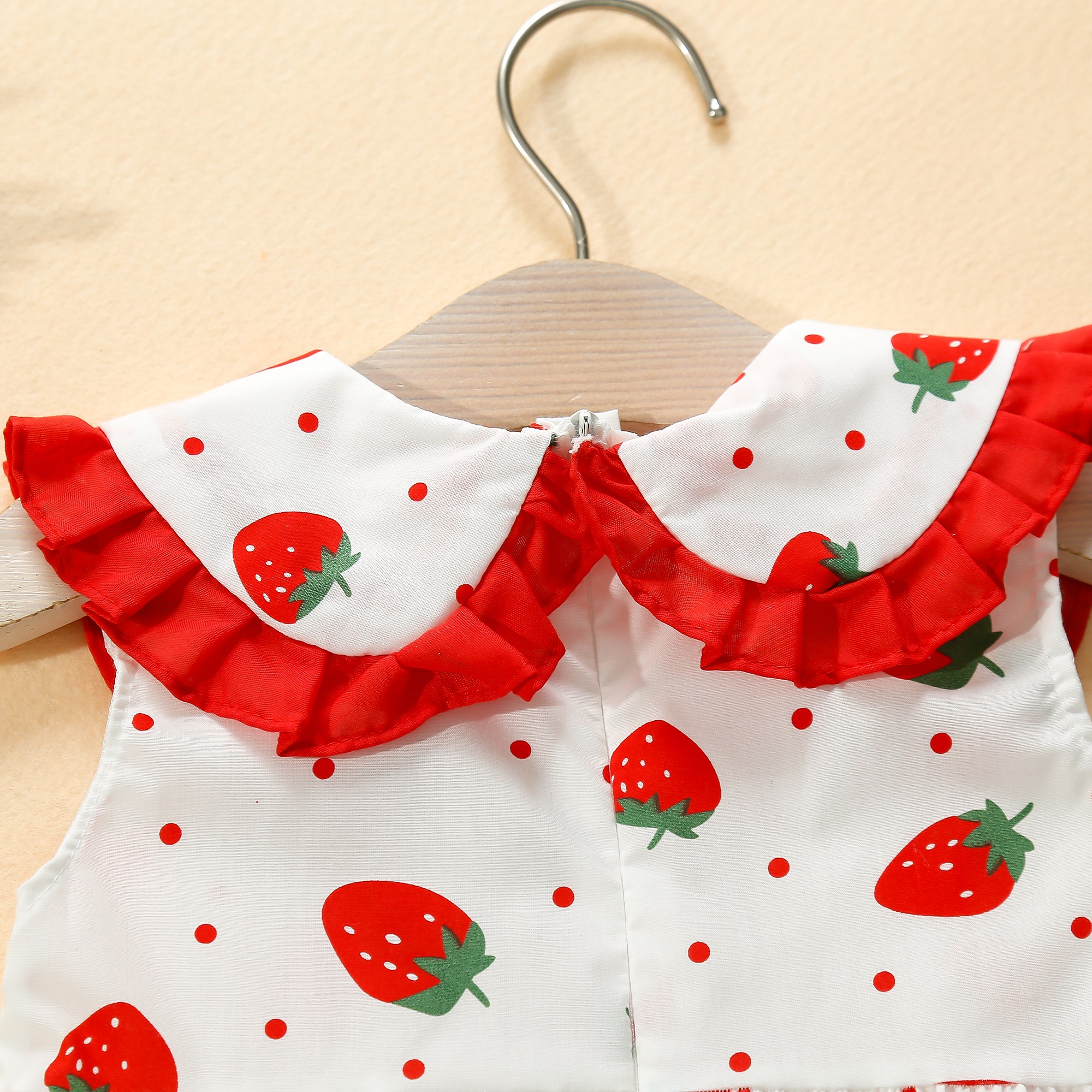 Mädchen Baby Baumwolle Kleid Ärmellos Puppe Kragen Erdbeere Gedruckt Tank Top Kleid Senden Tasche_voghion.com