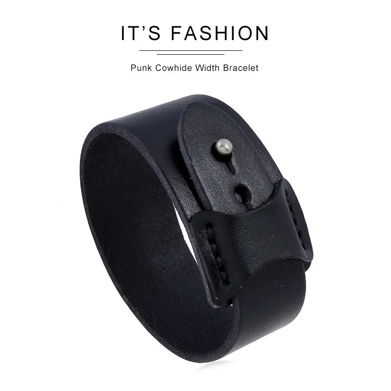 Bangle Vintage Genuine Leather Wide Cuff Men's Bracelet Punk Hiphop Ornament Male Wristband Jewelry Accessories Gift_voghion.com