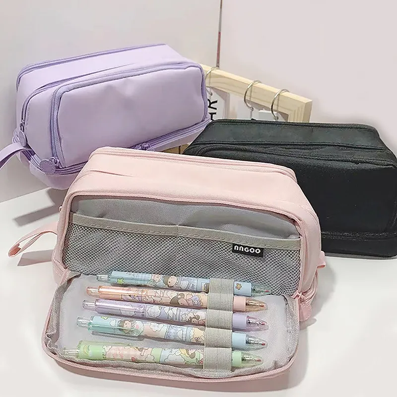 1 organiseur de papeterie pour fournitures de bureau, 4 compartiments, grand étui à stylos, trousse à crayons, trousse de maquillage_voghion.com