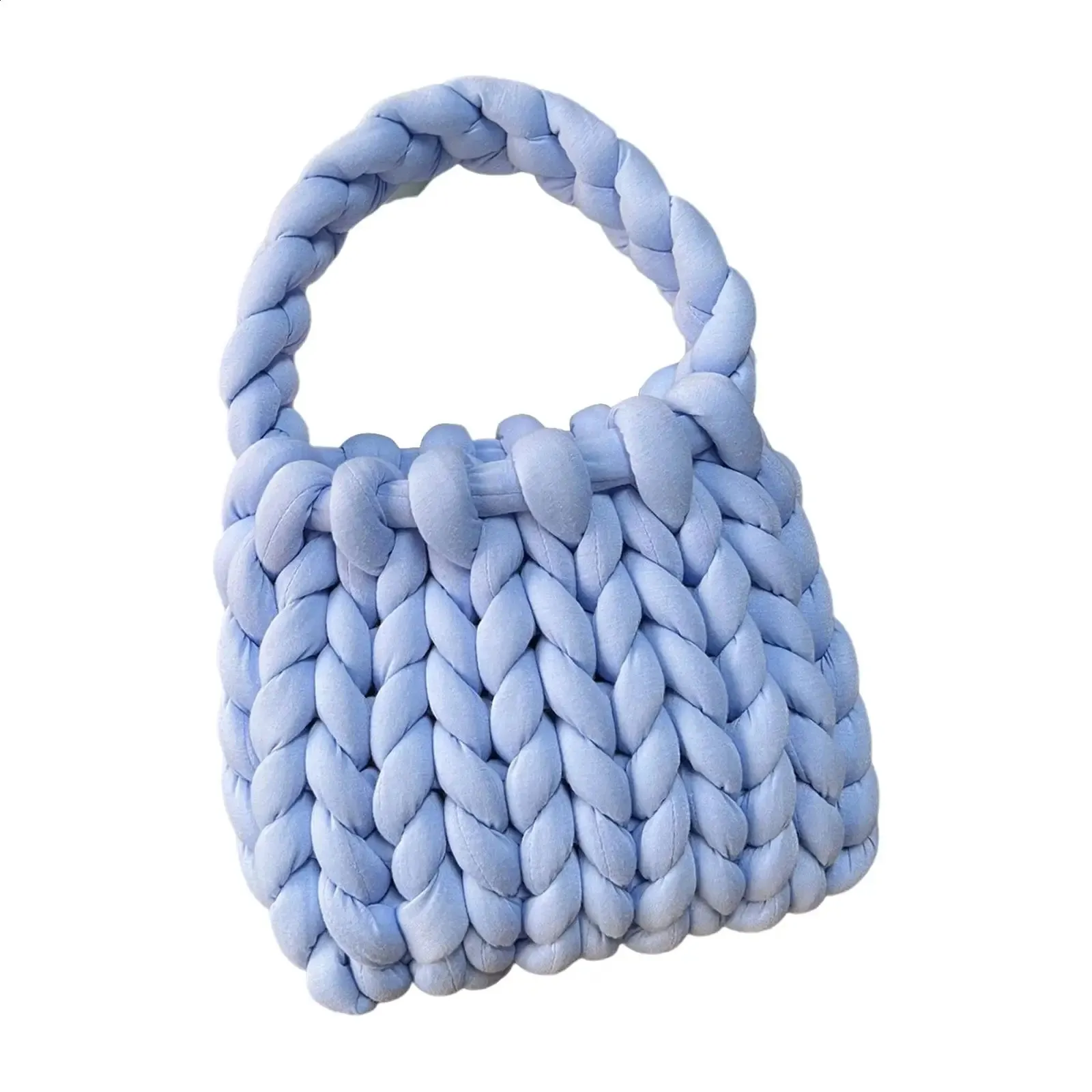 Gehäkelte Handtasche für Damen, gewebte, klobige Umhängetasche für Frühling und Sommer 240726_voghion.com