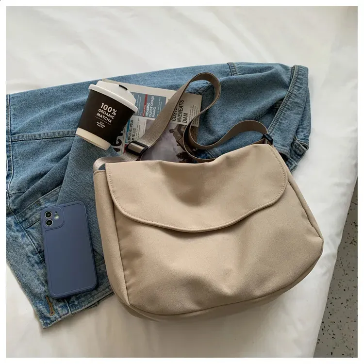 Solid Color Crossbody Simple Ladies Shoulder Waterproof Nylon WomenS Handbags Fashion Messenger Bag Women 240827_voghion.com