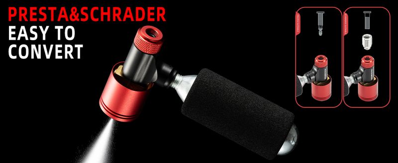 ROCKBROS Fahrrad-CO2-Pumpe, 160 PSI mit Barometer, für Presta- und Schrader-Ventile, leicht_voghion.com