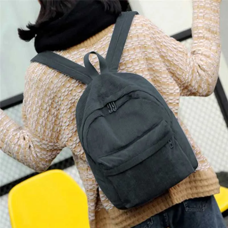 Zaino in velluto a coste da donna borsa a spalla alla moda_voghion.com