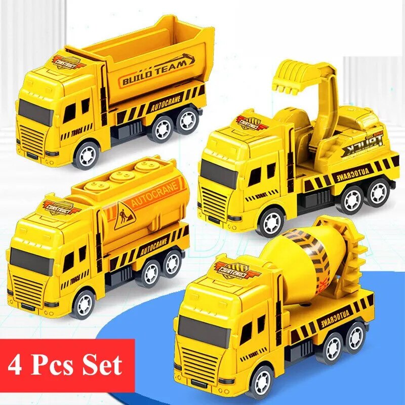 4 pezzi di auto educative per bambini, per bambini, tirare indietro, giocattolo, guerriero, ingegneria, modello di veicolo, quattro mini auto_voghion.com