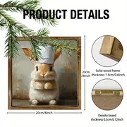 Leikkisä pupu-kokki -puinen kyltti - 8x8" maalaismainen seinätaide. Oikukas sisustuselementti kylpyhuoneisiin, kahviloihin tai pupujen ystävien koteihin._voghion.com
