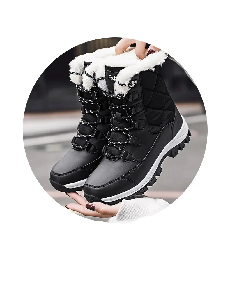 Enkel Dames Winterschoenen Houd Warm Antislip Zwarte Sneeuw Dames Veterlaarzen Chaussures Femme Laarsjes Dames Platte Laars_voghion.com
