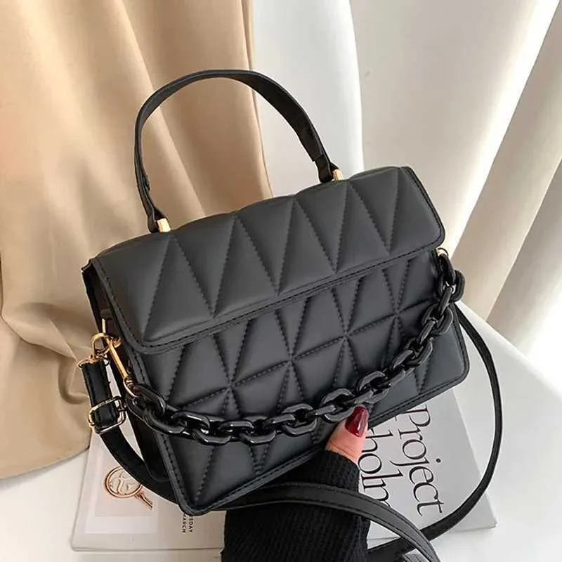 Rhombus Plaid Crossbody Bags For Women Chain Decor Fashion Shoulder Bag Ladies Handbag Casual And Simple Small Square_voghion.com