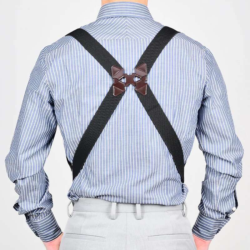 VOOTHOST Verstelbare elastische heupclip bretels voor mannen Zijclip stijl 3,5 cm brede zware grote hoge broek bretels riem riem vader cadeau F0218_voghion.com