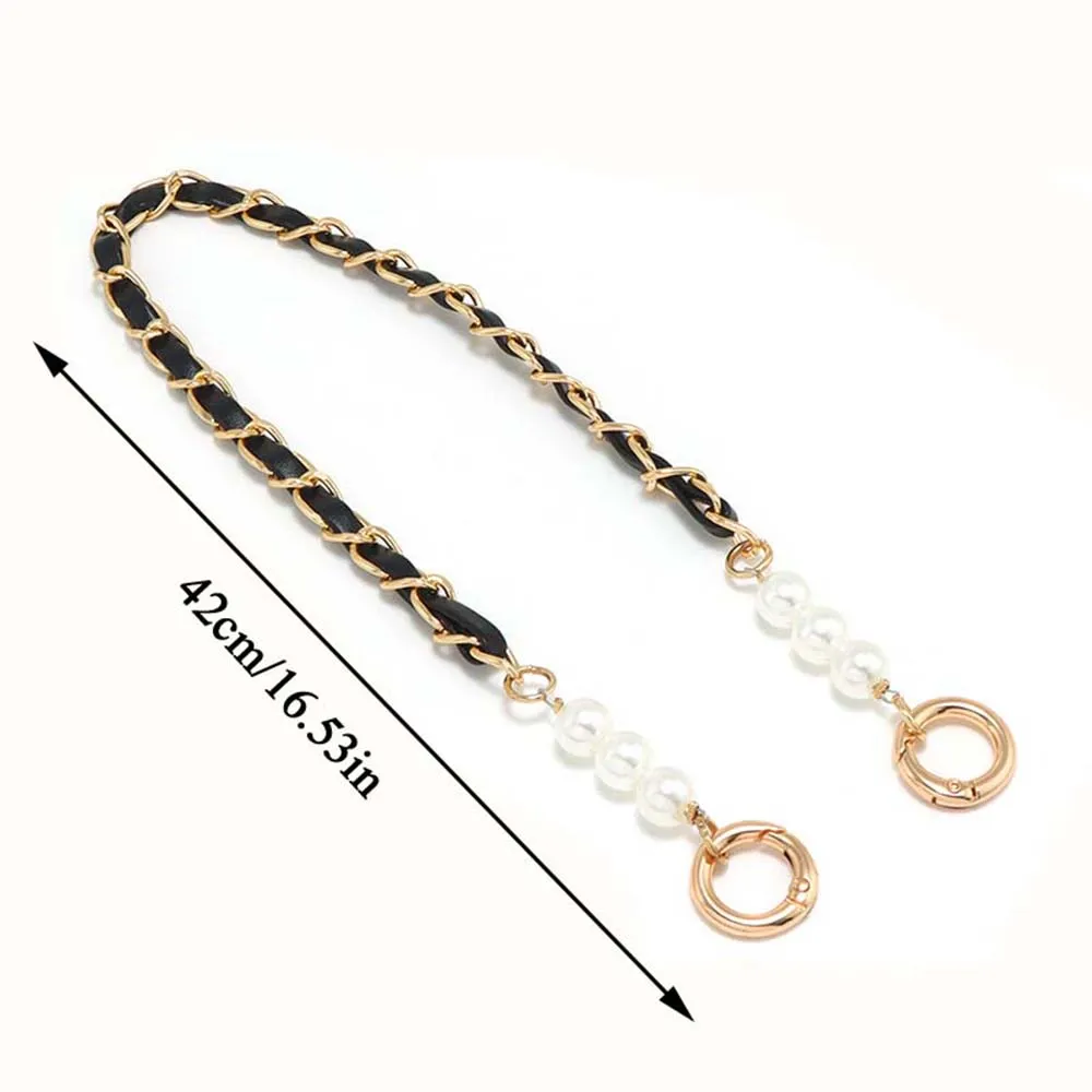 1Pc 42cm PU Leather+Metal Chain For Handbag Women Fashion Wrist Strap Phone Lanyard DIY Replacement Purse Handles Bag_voghion.com
