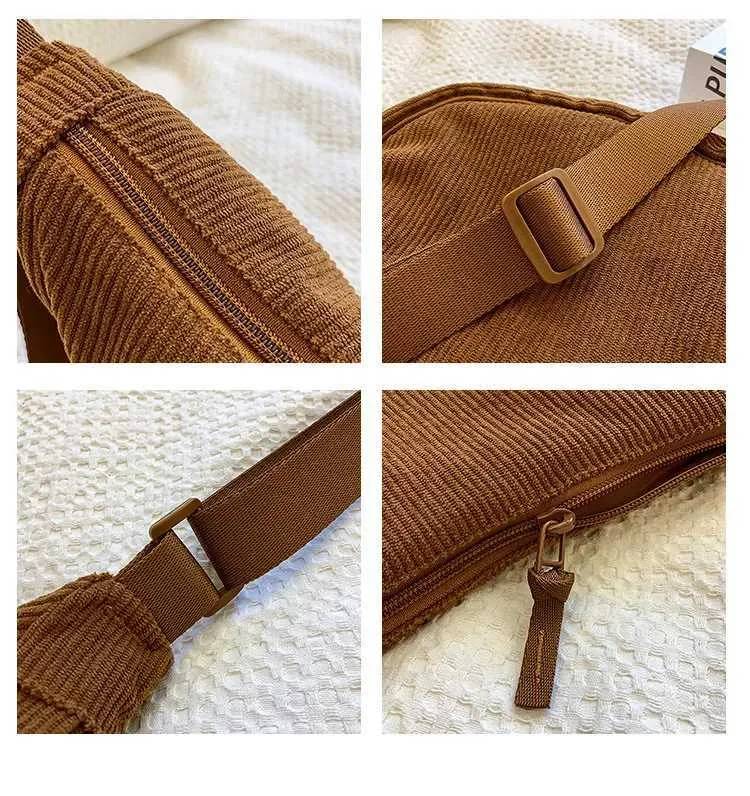 Borsa a tracolla Hobos da donna in velluto a coste tinta unita, retrò, casual, da donna, da viaggio quotidiano, da donna, messenger_voghion.com