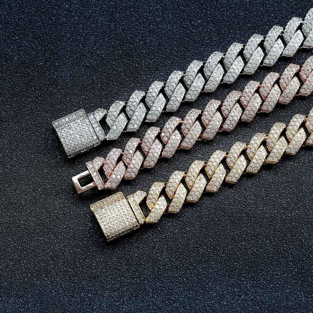 Colar de joias hip hop com diamantes cz banhados a ouro 14k Cadena Cubana Men Cuban Link Chain_voghion.com