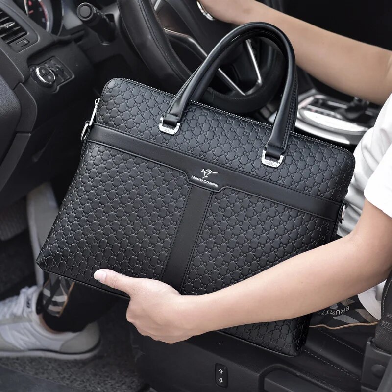 Yüksek Kaliteli İş Erkek Evrak Çantası Moda Deri El Çantası Büyük Kapasiteli Omuz Haberci Ofis Erkek Dizüstü Bilgisayar Çantası_voghion.com