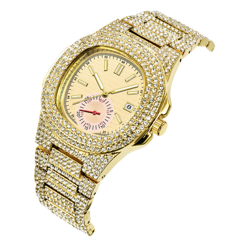 Hip Hop Set Huaqiangbei Brand Diamond Personalized Water Ghost Full Sky Star Calendar Quartz Watch Men's Edition_voghion.com
