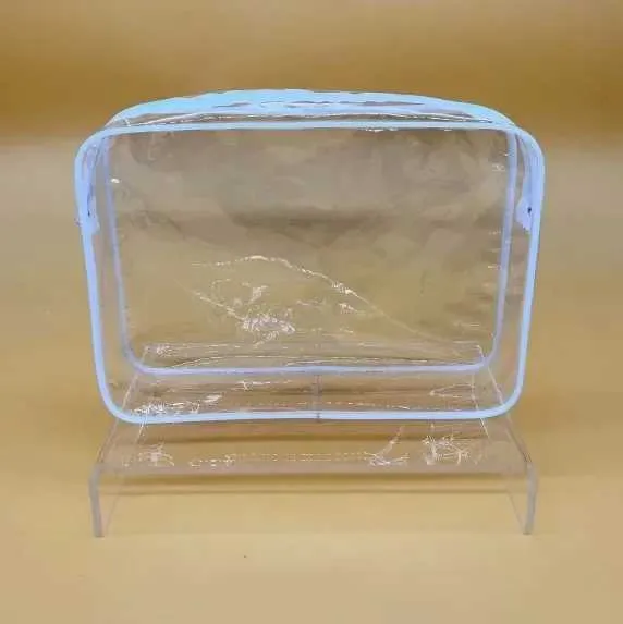 Geantă de depozitare transparentă impermeabilă din PVC, mică, transparentă, pentru machiaj, portabilă, pentru călătorie, pentru curățarea toaletei, Y241023_voghion.com