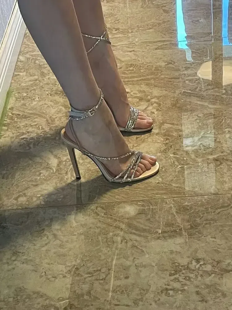New Summer Sequins Rhie Full Dia Fashion Banquet Travel Outdoor High Heels Wrap Belt Sandals 286a_voghion.com