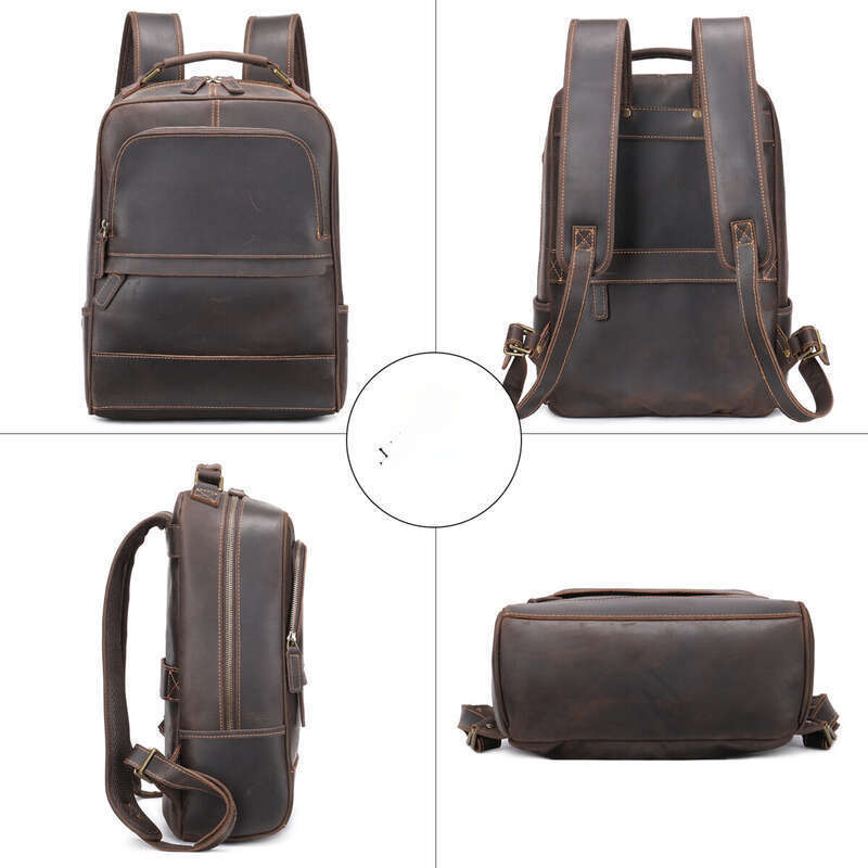 Genuine Running Backpack, Large Capacity Cowhide Leather Travel Bag, Men's_voghion.com
