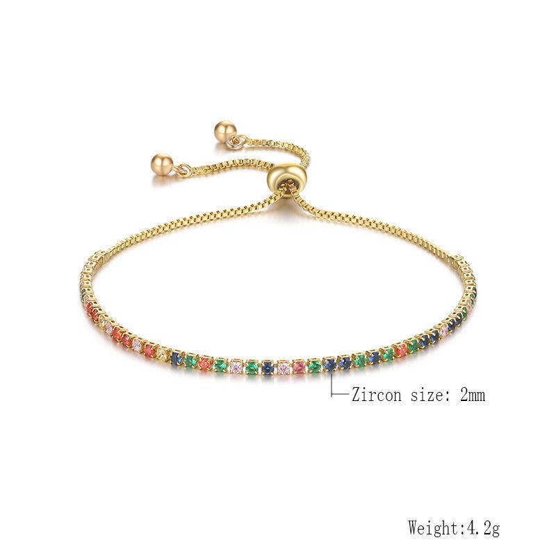 Novos produtos Pulseira ajustável de cristal colorido com zircônia e diamantina para mulheres_voghion.com