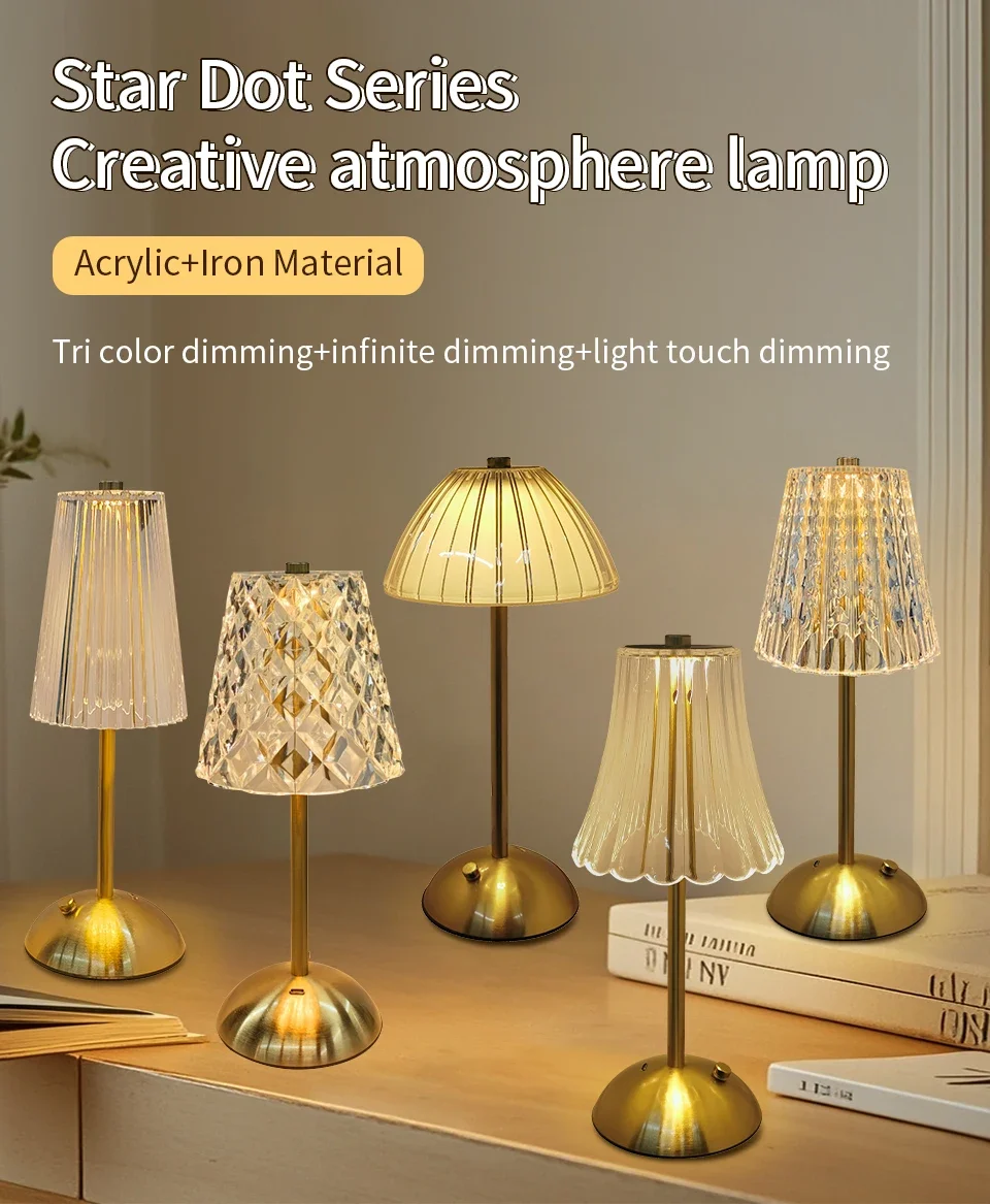 Touch Dimmable Wireless Table Lamp Rechargeable Portable Light_voghion.com