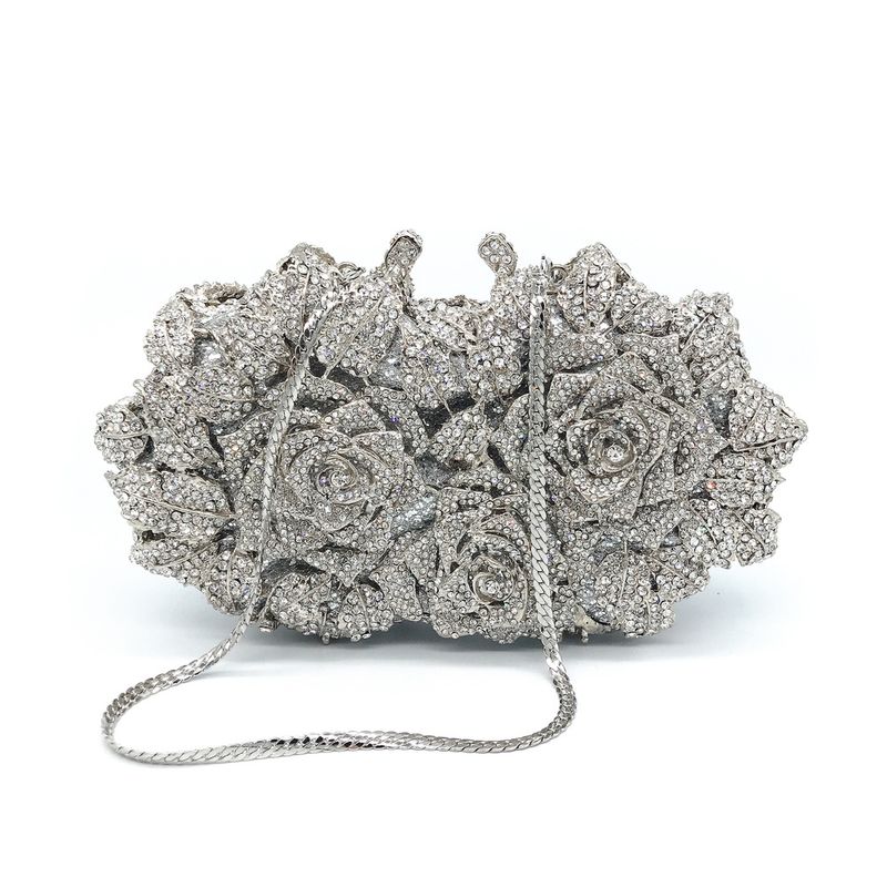 Amiqi Meerjungfrau Party Handtasche für Damen, Diamanten, helles, festes Muster, klares Abendessen, Metallrahmen,_voghion.com