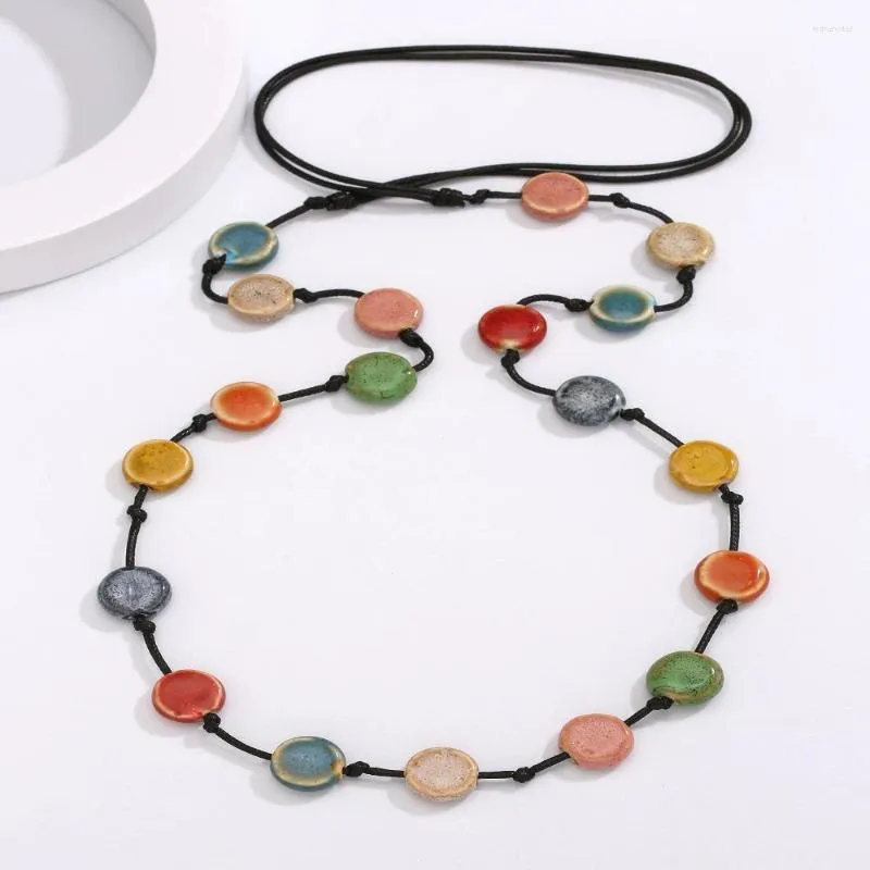 Ketten Vintage Einfach Flaach Perl Faarweg Keramik Perséinlechkeetsschmuck Laang Halskette Charm Ketten_voghion.com