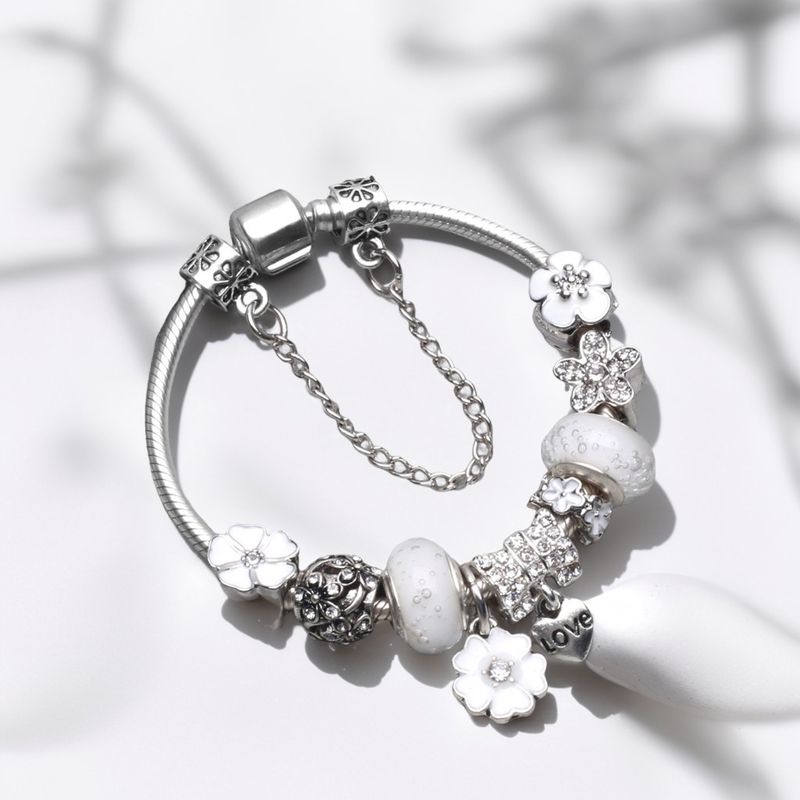 Bracciale charm in acciaio inossidabile con perline smaltate_voghion.com