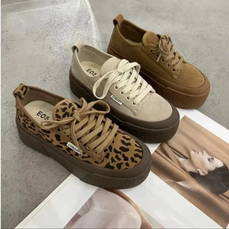 Luipaard Dames Platform Canvas Herfst Casual Sneakers Trend Mode Loafers Schoenen Jurken Onbedrukt Goede Producten Zapatos_voghion.com