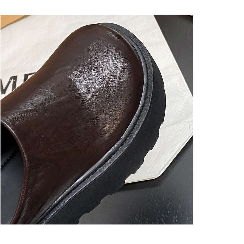 Women's Thick Bottom Loafers Mary Jane Small Leather Shoes Boken British Women's Shoes_voghion.com