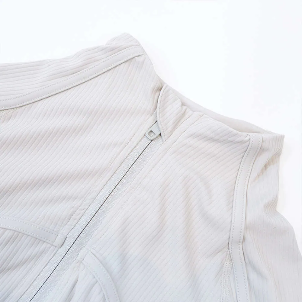 Yoga Cropped Define Coat Long Sleeve Shirt Rib Short Womens Tight Thin Jacket Breathable Cardigan Sportswear Summer_voghion.com