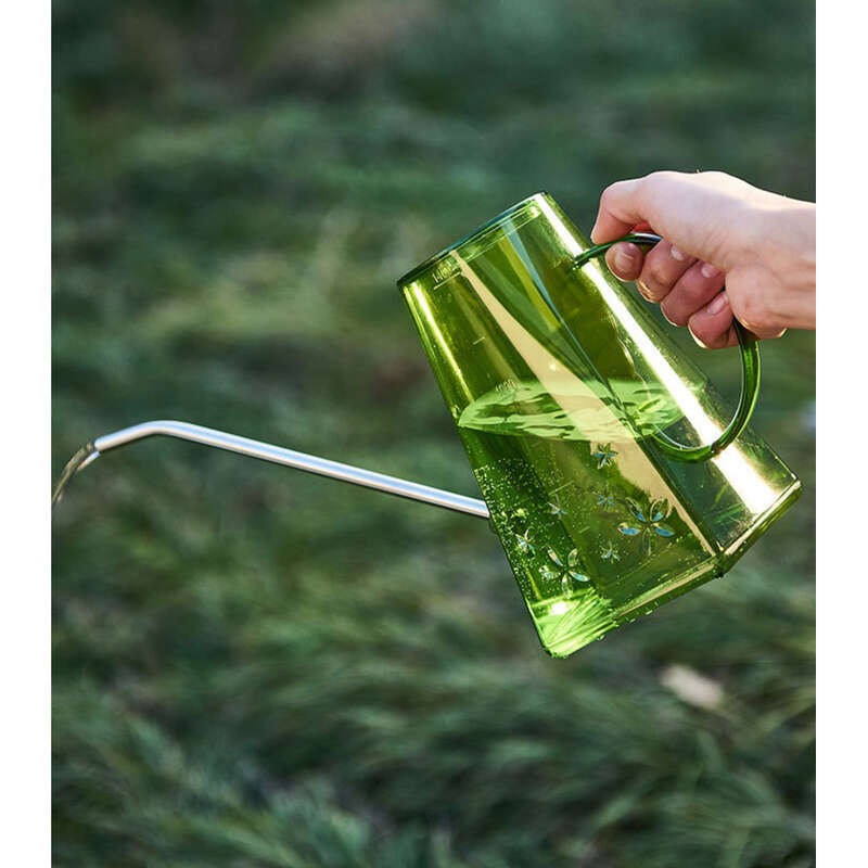 Ghiveci cu gură lungă din oțel inoxidabil pentru grădinărit de uz casnic, plante verzi, instrument de udat din plastic transparent, mare_voghion.com