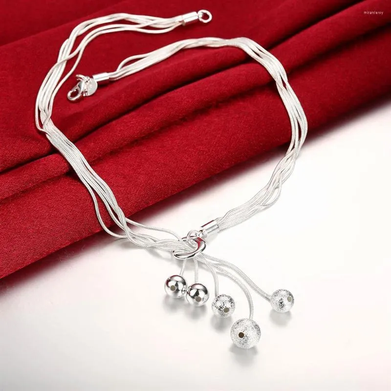 Ķēdes, modes zīmola Sterling Sier gludas pērlītes, kaklarotu piekariņi sievietēm, ballīšu, saderināšanās, kāzu dāvanas, rotaslietas_voghion.com