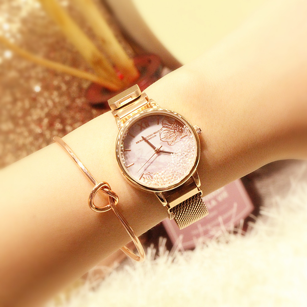 Orologio al quarzo da studente con cintura magnetica in rete da donna di tendenza moda 2024_voghion.com