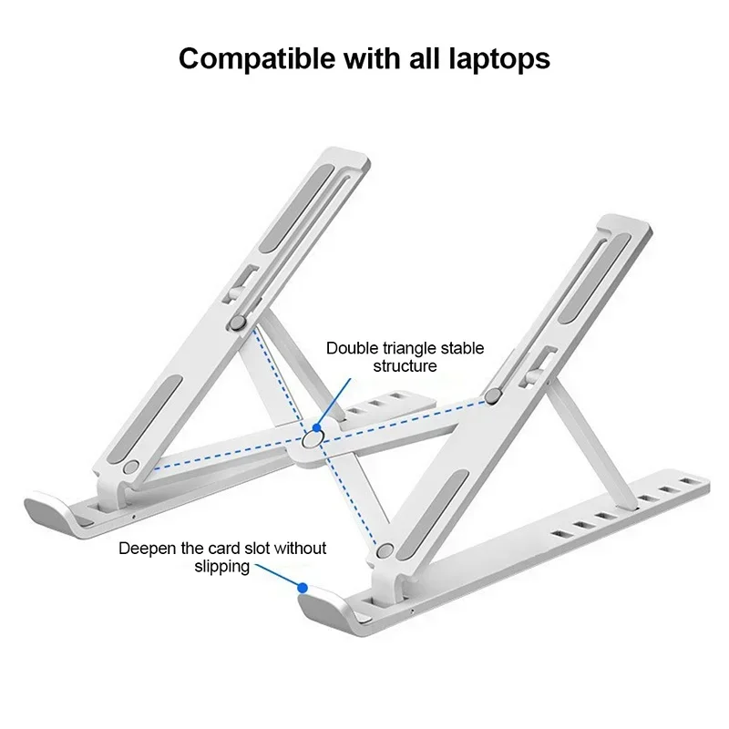 Draagbare, opvouwbare laptopstandaard met koelfunctie, verhoging, steunvoet, notebookhouder, compatibel met MacBook

_voghion.com