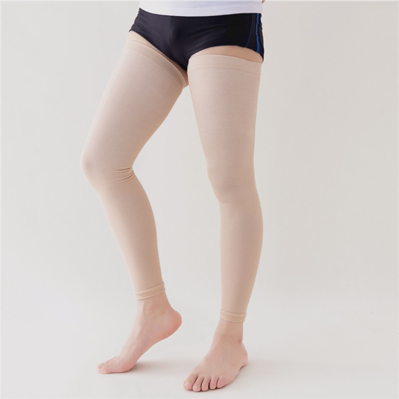 Calze lunghe sopra il ginocchio taglie forti per uomo e donna, calze a compressione in nylon a punta aperta per tutte le stagioni, anti-varici_voghion.com