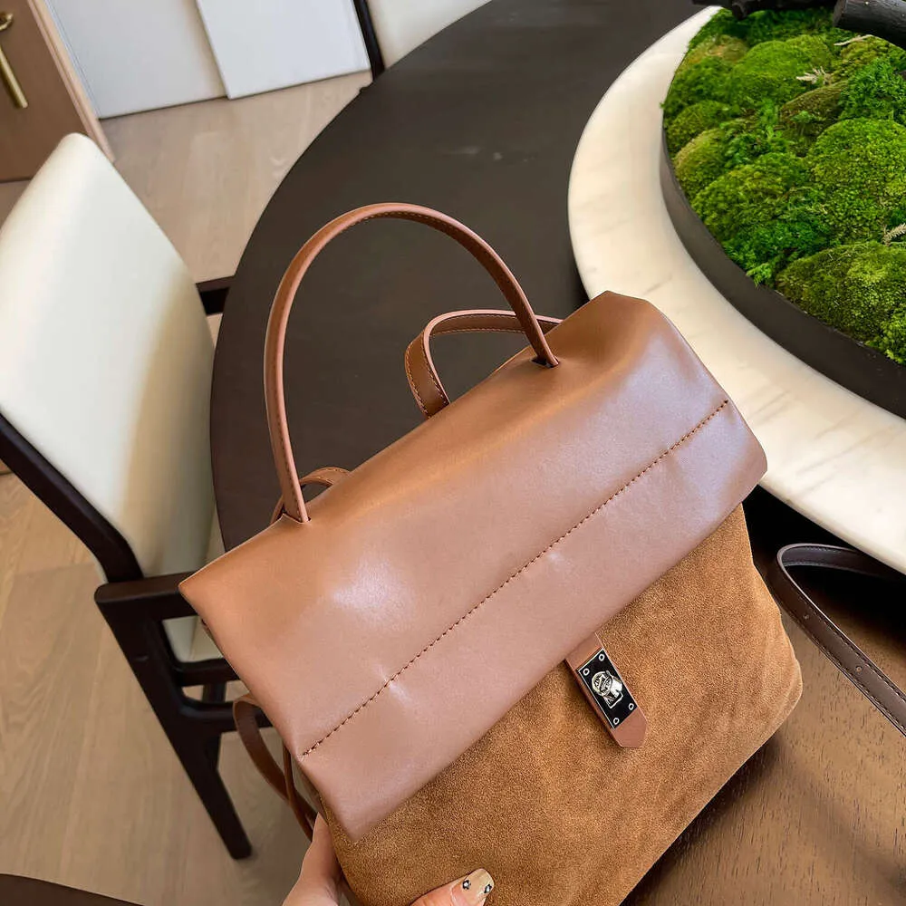 Sac à dos rétro décontracté pour femme, nouvelle collection automne-hiver, multicouches, en daim mat + cuir de vache fendu, pour les déplacements quotidiens_voghion.com
