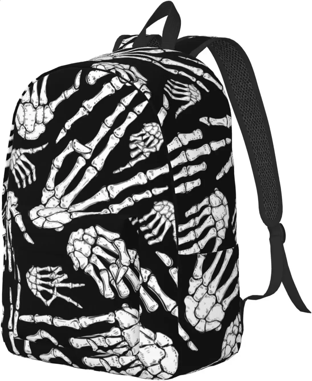 Lässiger, leichter Laptop-Rucksack mit Halloween-Skeletthänden für Herren und Damen, Reisetasche, Outdoor-Tagesrucksack aus Segeltuch 240823_voghion.com