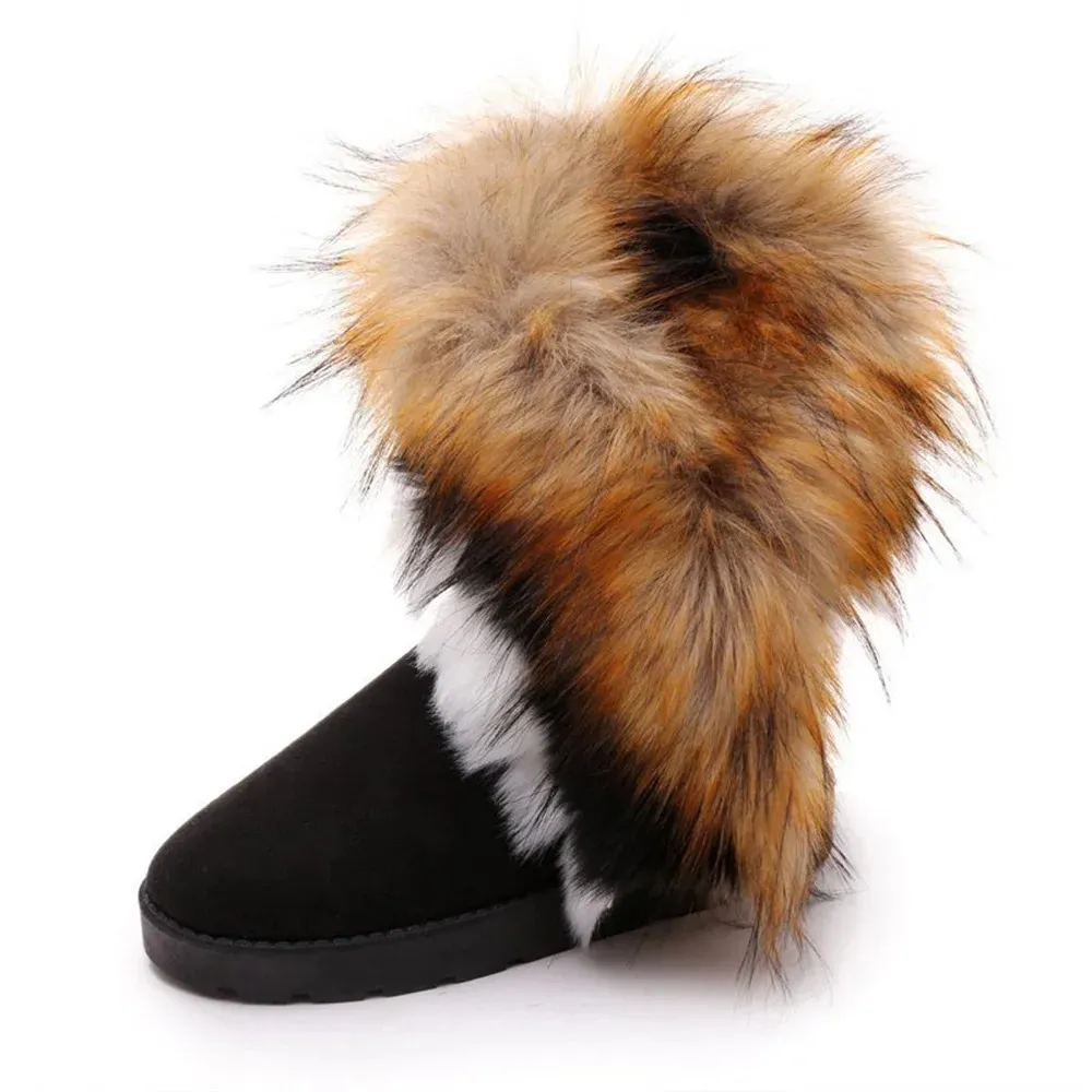 Warm Women's Suede Platform Snow Boots Ankle Boots Plush Lining_voghion.com