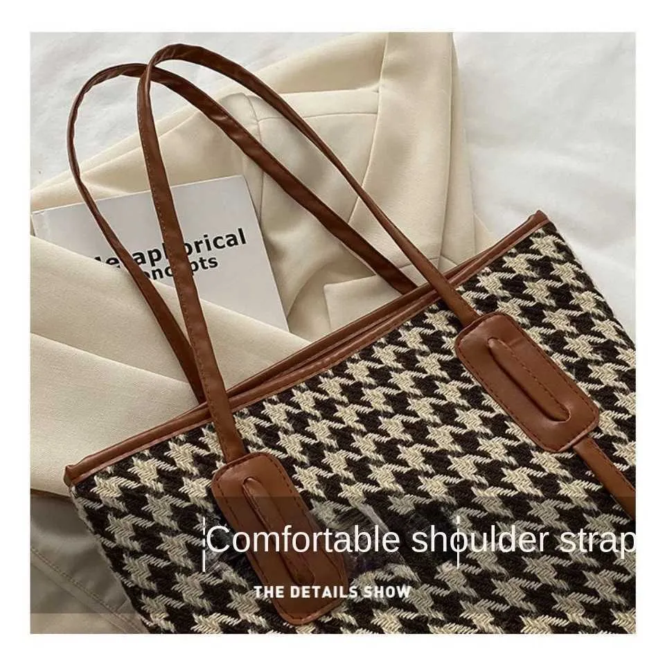 Womens Shoulder Bag And Tote Bag Large Capacity Grid Pattern Bag_voghion.com