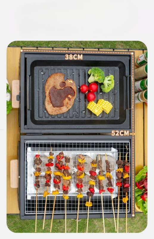 【 Sammlung von 3432 Personen 】 Grill verdickt doppelseitig Dual-Purpose Kochen im Freien Camping tragbare Barbecue Herd_voghion.com