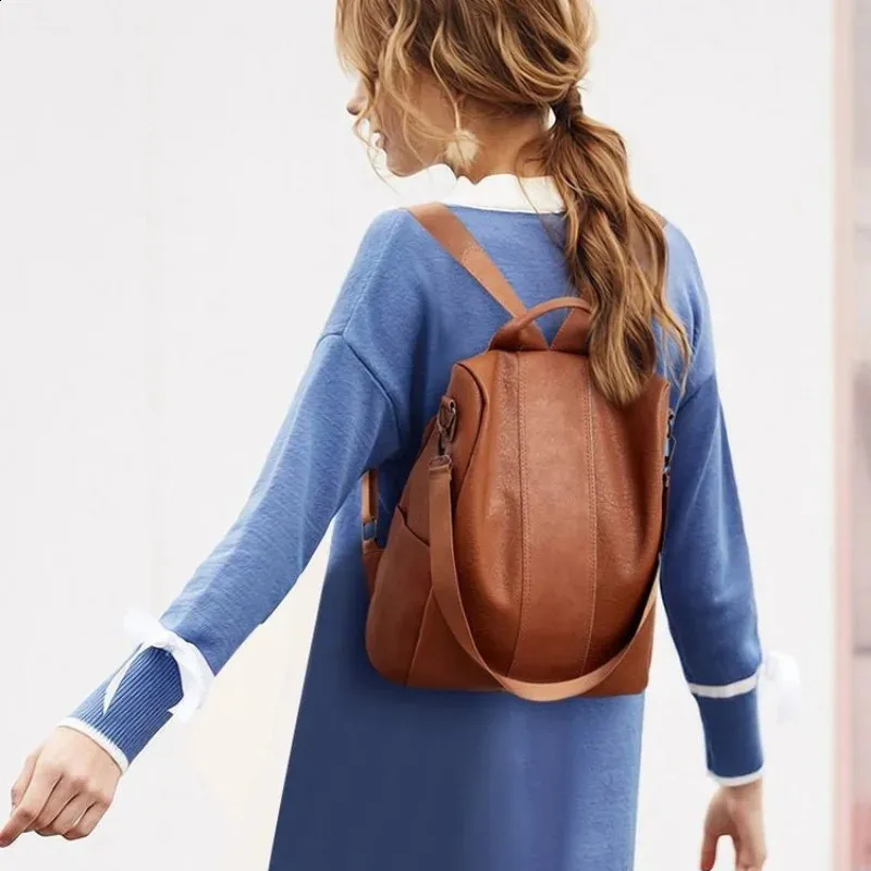 für Damen Große Kapazität Mamatasche Vielseitiger modischer lässiger Rucksack aus weichem Leder 240820_voghion.com