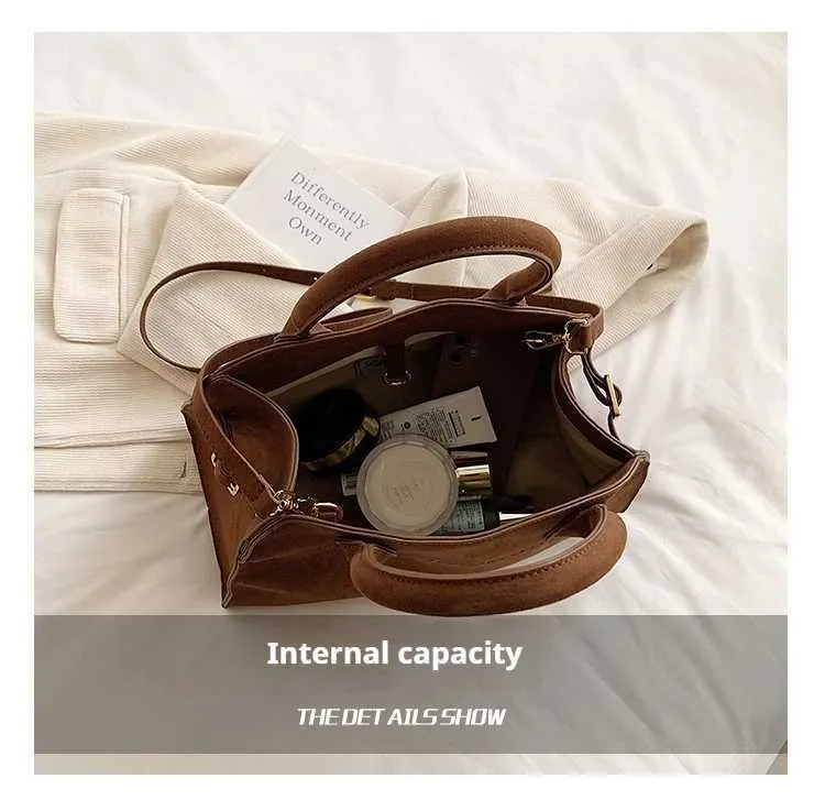 Designer Retro Suede Shoulder Bag Large Capacity Handbag Fashion_voghion.com