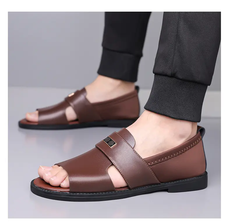 Men's Casual Leather Sandals For Beach And Summer Holidays_voghion.com