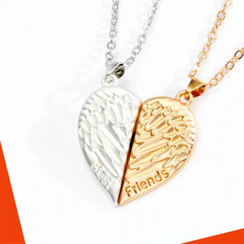 Wisiorki 2 szt. Modny magnetyczny naszyjnik dla par dla zakochanych gotyckie serce przyjaciel impreza prezent biżuteria akcesoria_voghion.com