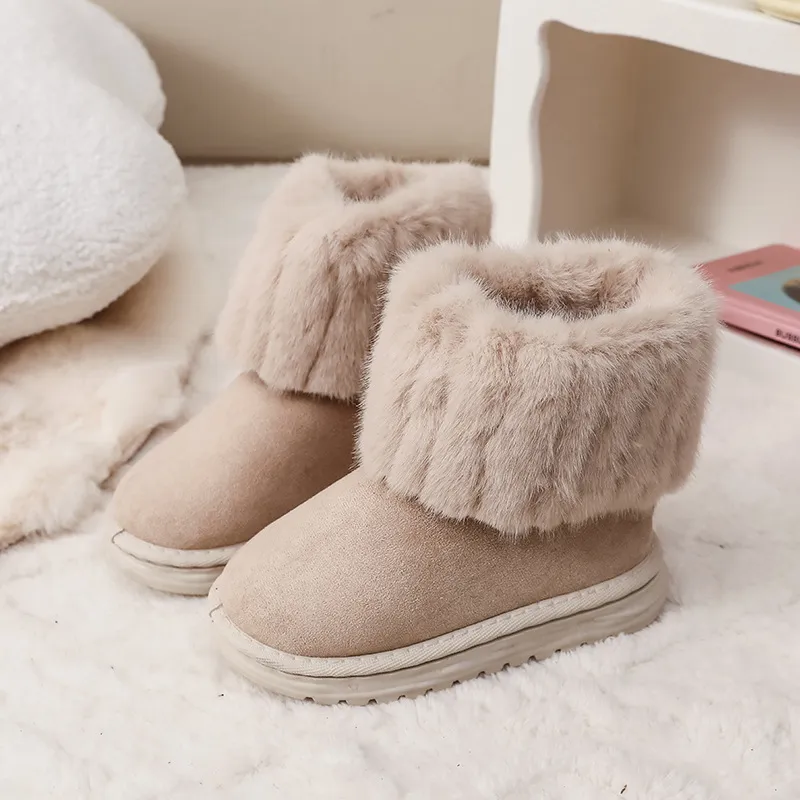 Miqieer Children For Girls Boys Baby Warm Fleece Snow Ankle Boots Sapato Winter Boot Cotton Kids Girl Shoes Sizes_voghion.com