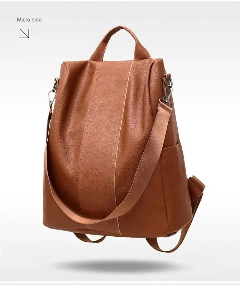 für Damen Große Kapazität Mamatasche Vielseitiger modischer lässiger Rucksack aus weichem Leder 240820_voghion.com