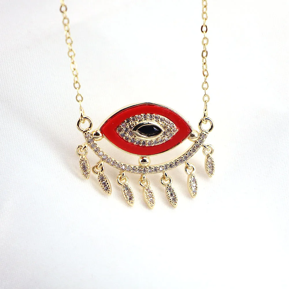 Chais 5 pezzi rame bianco zirconia cubica occhio collana pedat oro chai rosso blu nero smaltato turco collares gioielli boho per_voghion.com